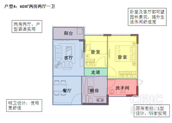 户型图-60平米两房