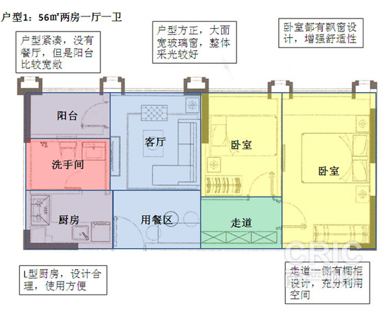 户型图-56平米两房